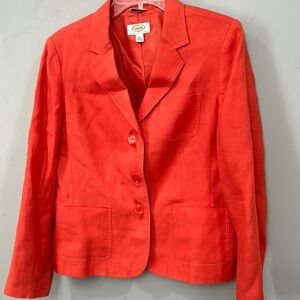 Talbots Irish Linen coral orange blazer 10p
